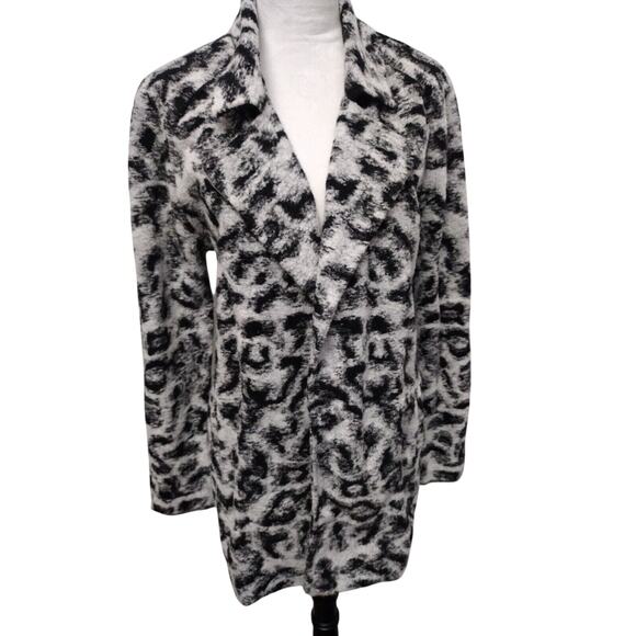 Nic + Zoe Womens Faux Fur Animal Print Warm Coat Jacket Med Pockets - Picture 1 of 10